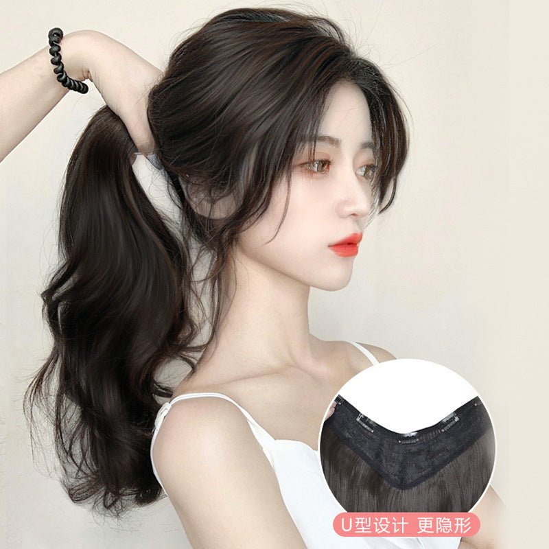 U shape curly hair volume wig Bangladesh big wave seamless hair extension natural fluffy hairstyle