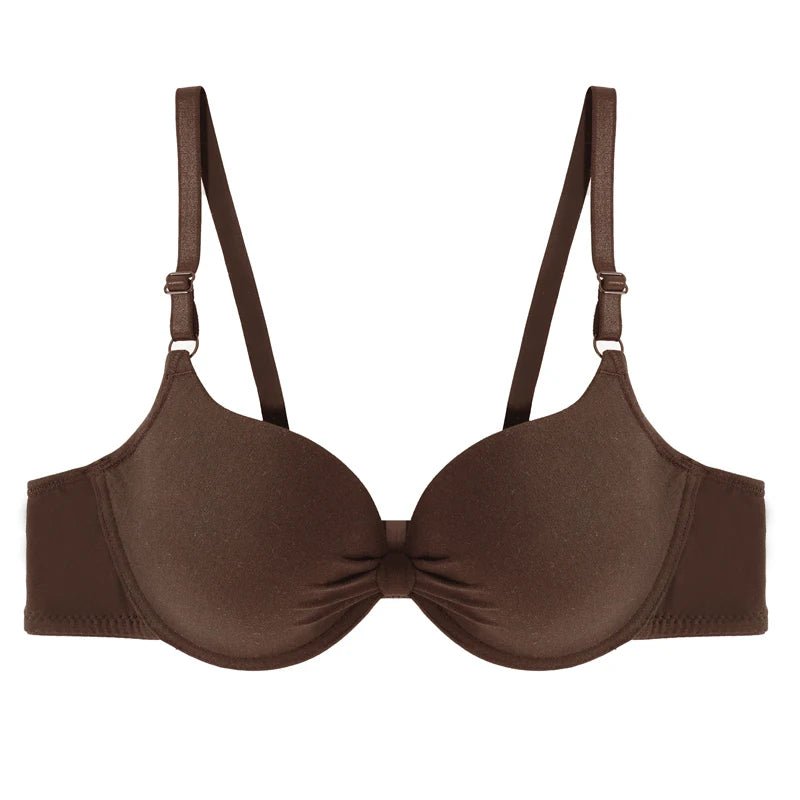 Women's Sexy Cotton Gathered Bra Deep V Underwire Ladied Brassiere Push Up Lingerie Solid Bras Backless Intimate Underwear (Available) - Mom & Kids