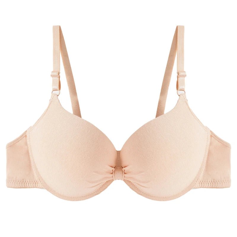 Women's Sexy Cotton Gathered Bra Deep V Underwire Ladied Brassiere Push Up Lingerie Solid Bras Backless Intimate Underwear (Available) - Mom & Kids