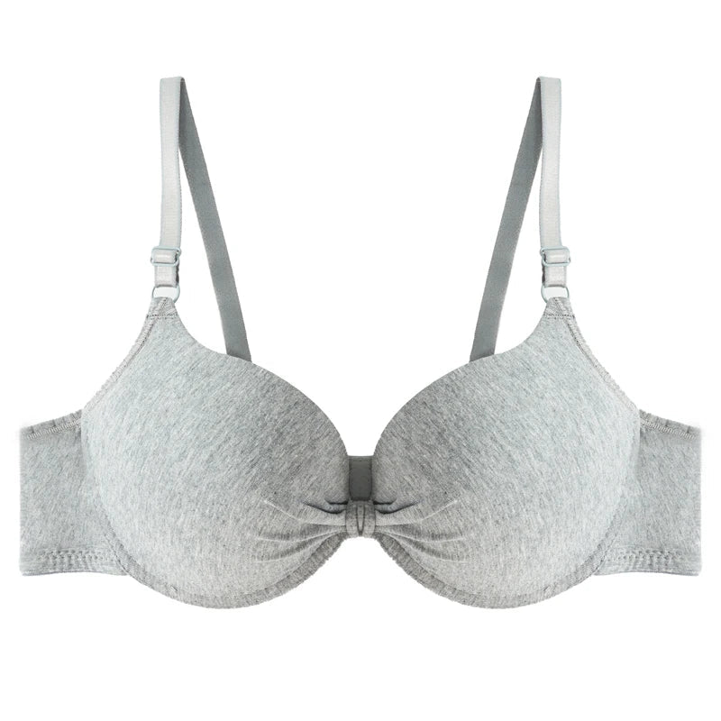 Women's Sexy Cotton Gathered Bra Deep V Underwire Ladied Brassiere Push Up Lingerie Solid Bras Backless Intimate Underwear (Available) - Mom & Kids