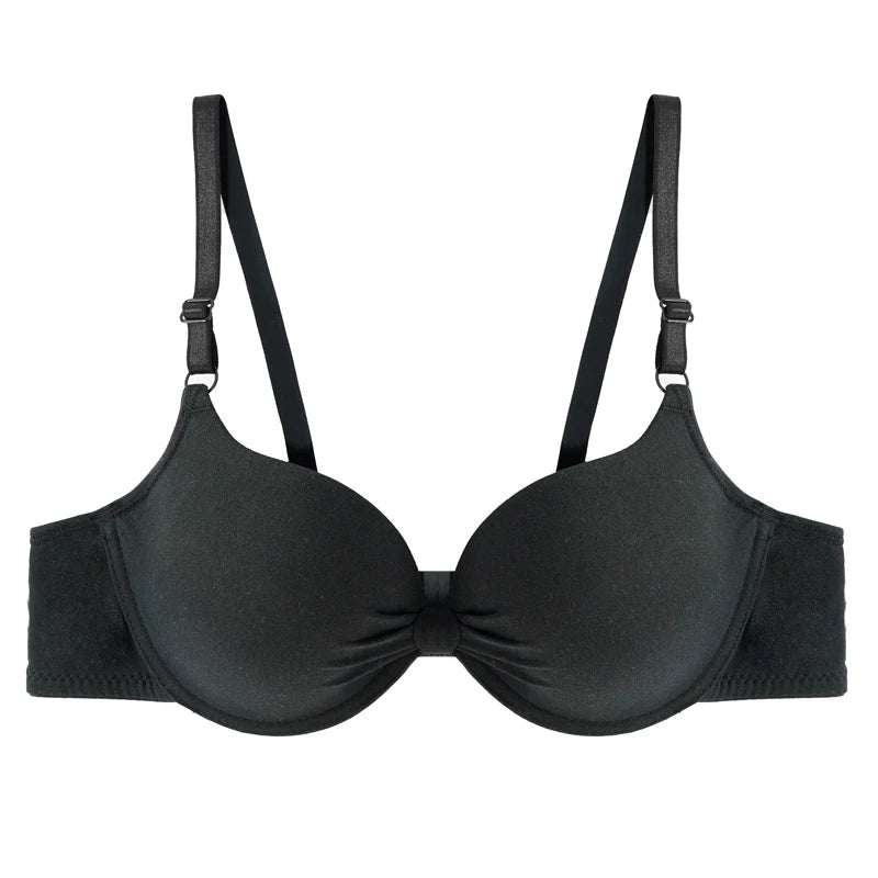 Women's Sexy Cotton Gathered Bra Deep V Underwire Ladied Brassiere Push Up Lingerie Solid Bras Backless Intimate Underwear (Available) - Mom & Kids